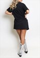 DIAMANTE FACE PRINT T-SHIRT DRESS IN BLACK