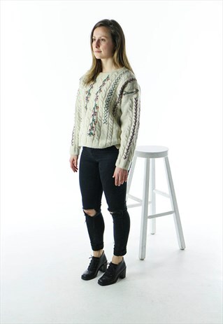 OVERSIZED FLORAL SWEATER / WOOL 90S JUMPER