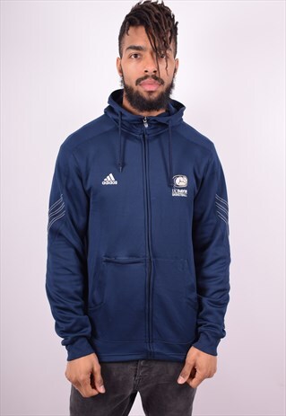 ADIDAS MENS VINTAGE HOODIE JACKET MEDIUM BLUE 90'S