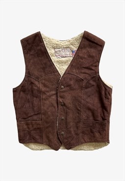 Vintage 70s Men's Schott Rancher Leather Waistcoat