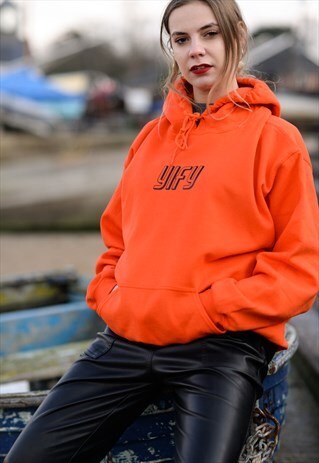 OVERSIZED HOODIE IN ORANGE WITH GRAPHIC LOGO