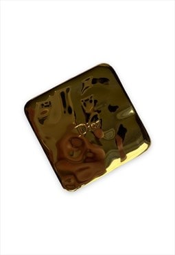 Vintage Dior mirror compact square gold tone