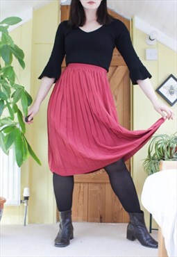 Vintage 90s pink pleated midi skirt high waisted