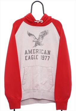 Retro American Eagle Graphic Grey Hoodie Mens