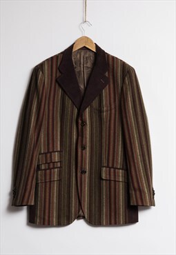 Vintage ETRO Wool Striped Man Blazer Suit size 52 19083