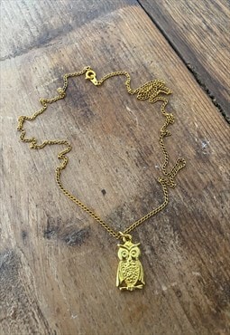 70's Vintage Retro Owl Gold Metal Ladies Necklace