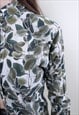 VINTAGE 90S FLORAL SHIRT, NATURE PATTERN BUTTON UP MEDIUM 