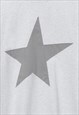 STAR PATCH T-SHIRT SPACE TEE GRUNGE TOP IN GREY