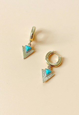 GOLDEN HOOPS TURQUOISE EARRINGS