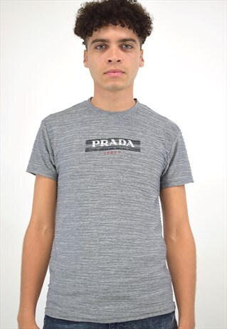 VINTAGE 90S PRADA GREY TEXTURED TEE
