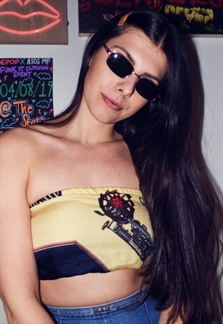 CROPPED BOOB TUBE VINTAGE STYLE PRINT ONE SIZE FESTIVAL