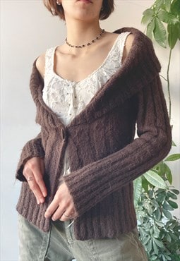 Vintage Y2K 00's Classic Brown Knit Button Up Cardigan 
