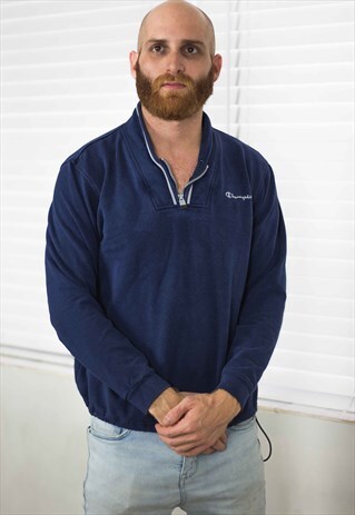 VINTAGE CHAMPION 1/4 ZIP SWEATSHIRT LOGO 90S X 14.4
