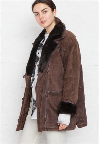 VINTAGE BROWN MARTINELLI SHERPA SHEARLING JACKET COAT