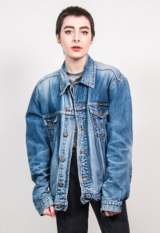 VINTAGE 90'S WRANGLER BLUE DENIM OVERSIZED JACKET