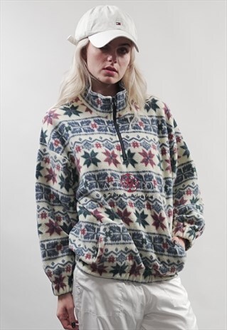 VINTAGE 80'S SNOWFLAKE ZIP-UP FLEECE