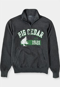 Vintage Champion Big Cedar Sweatshirt Quarter Zip Print Grey
