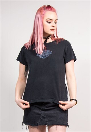 90'S VINTAGE HARLEY DAVIDSON BLACK RHINESTONE T-SHIRT