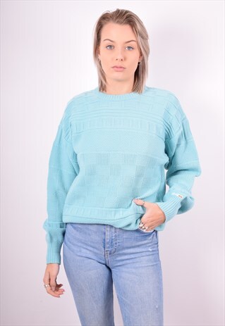 ELLESSE WOMENS VINTAGE JUMPER SWEATER LARGE BLUE 90'S