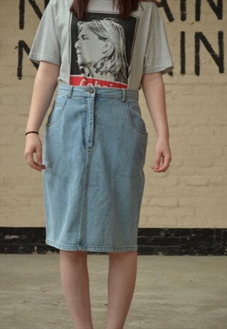 VINTAGE HIGH WAIST DENIM SKIRT