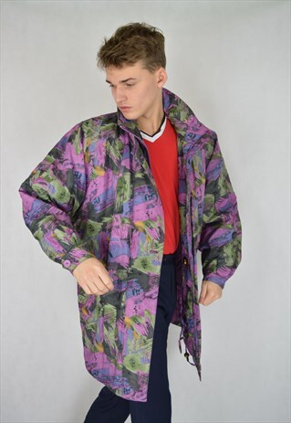 VINTAGE MULTICOLOUR GRAPHIC RAVE PUFFER JACKET