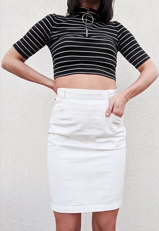 VINTAGE MOSCHINO JEANS HIGH WAISTED WHITE PENCIL SKIRT