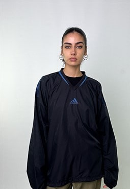 Black 90s Adidas Embroidered Centre Logo Pullover Sweatshirt