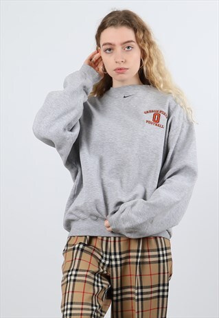 VINTAGE NIKE GREY MEDIUM EMBROIDERED SWEATSHIRT