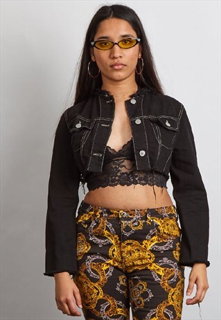 VINTAGE 90'S REWORKED BLACK DENIM JACKET