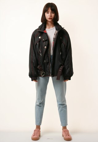 90S VINAGE AUTUMN LINED NYLON BOMBER JACKET 1186