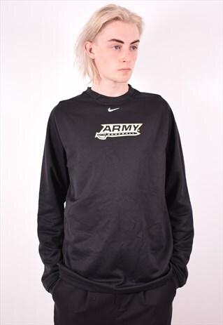 NIKE MENS VINTAGE ARMY PULLOVER TRACKSUIT TOP LARGE BLACK 90