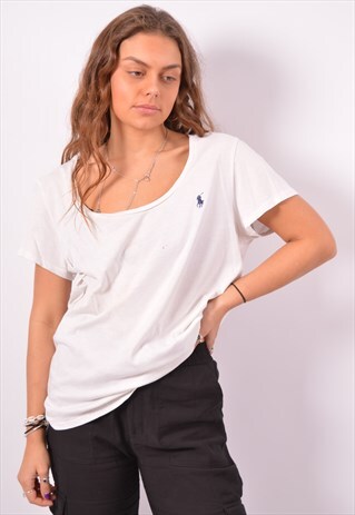 VINTAGE POLO RALPH LAUREN T-SHIRT TOP WHITE