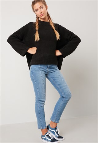 SUBDUED BLACK MOCK NECK DOLMAN JUMPER