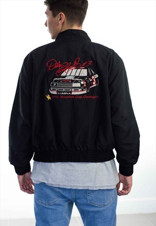 VINTAGE NASCAR LOGO WINDBREAKER JACKET 90S L 12