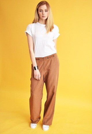 90'S RETRO SHIMMER OVERSIZED CLASSY STRAIGHT BIBA TROUSERS