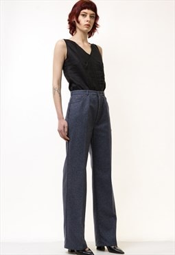 80s Vintage Blue Tapered High Waisted Woman Trousers 5384