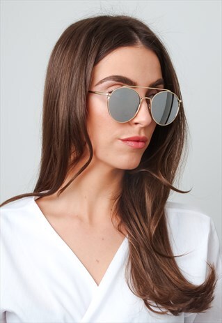 ROUND AVIATOR SUNGLASSES - SILVER