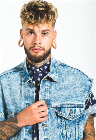 VINTAGE 80S LEVI'S DENIM GILET JACKET / 6040