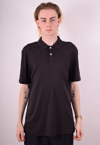 CALVIN KLEIN MENS VINTAGE POLO SHIRT MEDIUM BLACK 90S