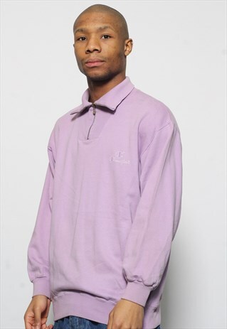 VINTAGE CHAMPION 1/4 ZIP LOGO SWEATSHIRT PURPLE
