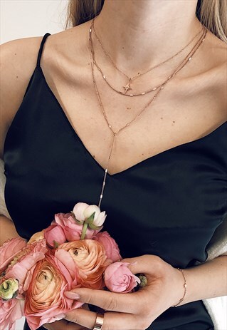 NORTH STAR NECKLACE GOLD PLATED WATERPROOF STAINLESS STEEL