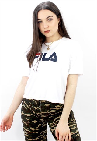 90'S RETRO WHITE SPELL-OUT CROP TOP