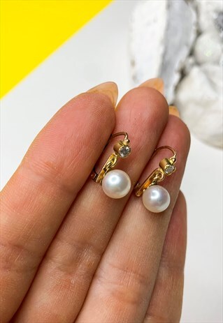 1980'S GOLD & PEARL MINI DROP EARRINGS