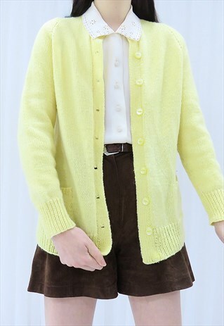 Handmade 90s Vintage Yellow Cardigan (Size S)