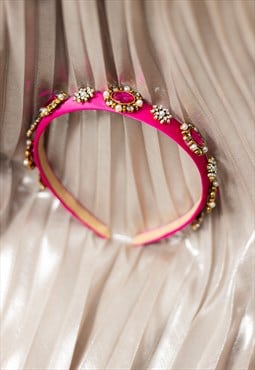 Pink Narrow Jewel Diamante Headband