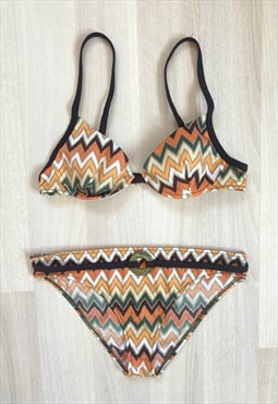 Y2K Zig Zag Print Bikini