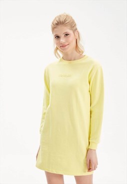 Embroidered Sweater Yellow Dress