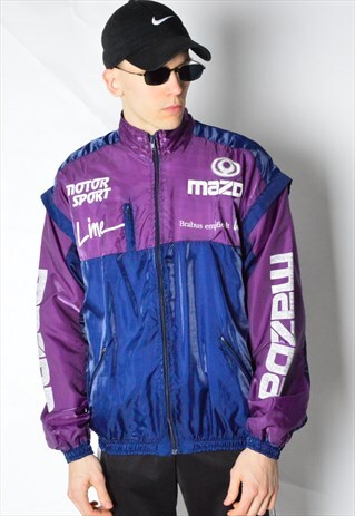 VINTAGE 80S BLUE PURPLE MAZDA SHELL JACKET