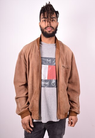 POLO RALPH LAUREN MENS VINTAGE SUEDE BOMBER JACKET LARGE 90S