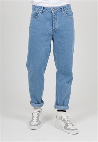CENTRE FRONT WIDE LEG JEANS IN BLEACH WASH